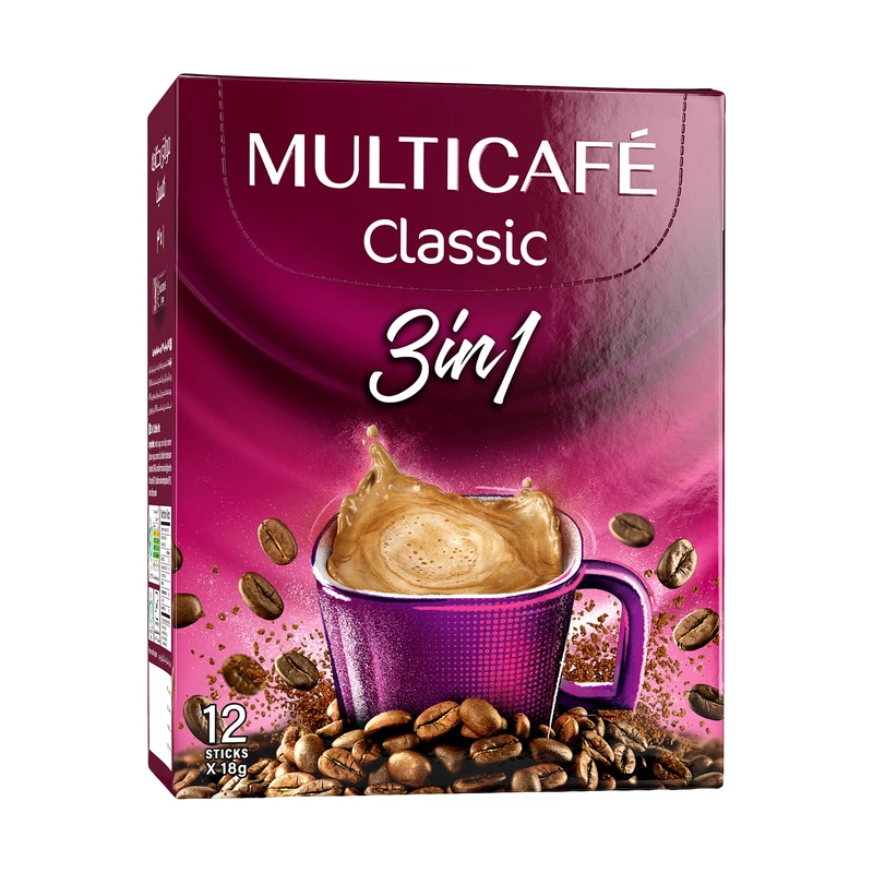 کافی میکس 3 در1 برند مولتی کافه جعبه 12 عددی
